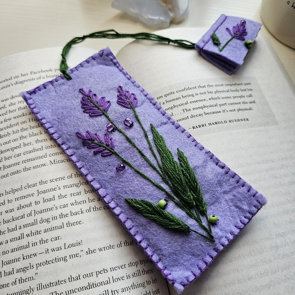 Lavendar Filled Embroidered Bookmark - Picture 5 of 6